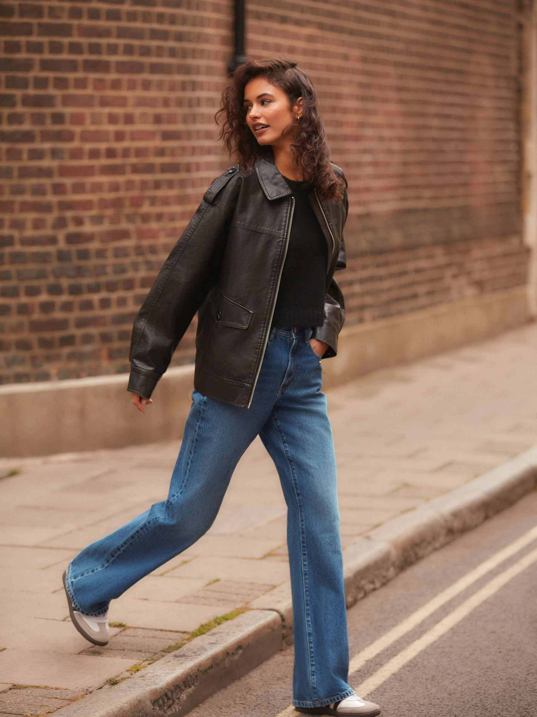 Blauw - Relaxte bootcut jeans van 100% katoen