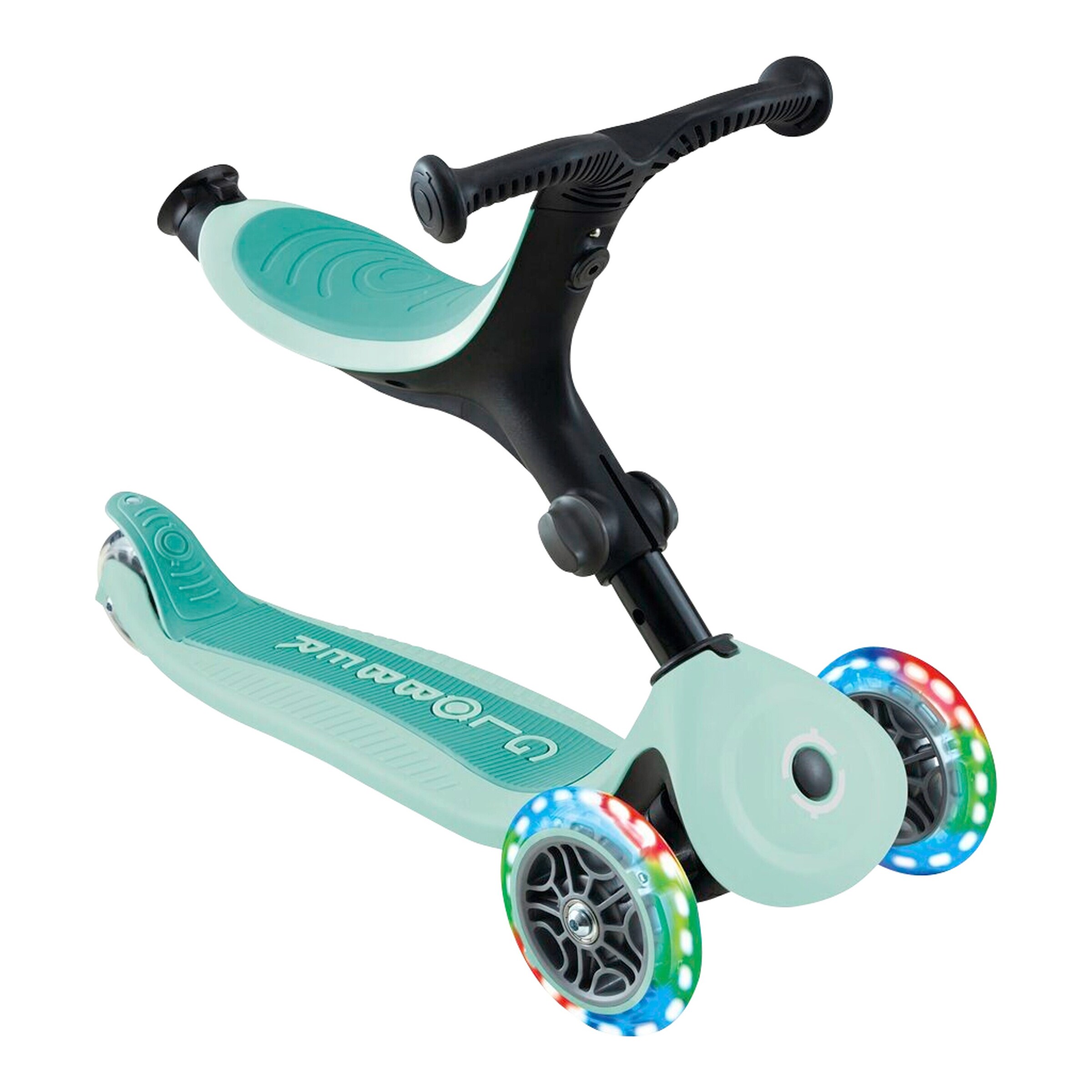 Globber Scooter 3in1 Go-Up active mit Leuchtrollen mint