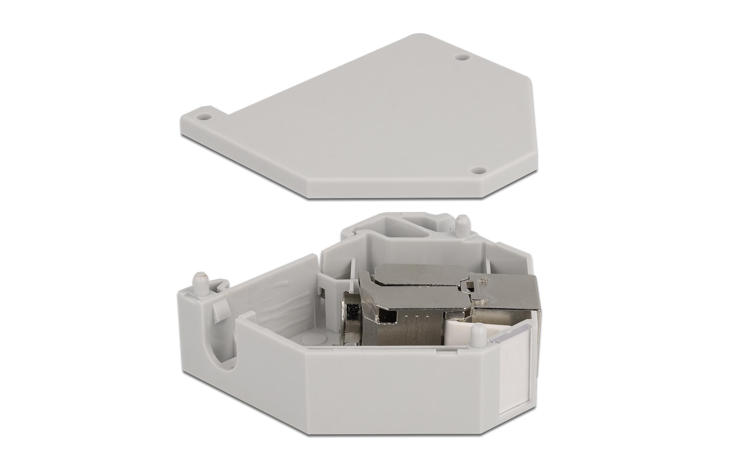 Hutschienenhalter mit Keystone Modul RJ45 Buchse Cat.6A LSADelock Hutschienenadapter mit Keystone Modul RJ45 Buchse Cat.6A LSA