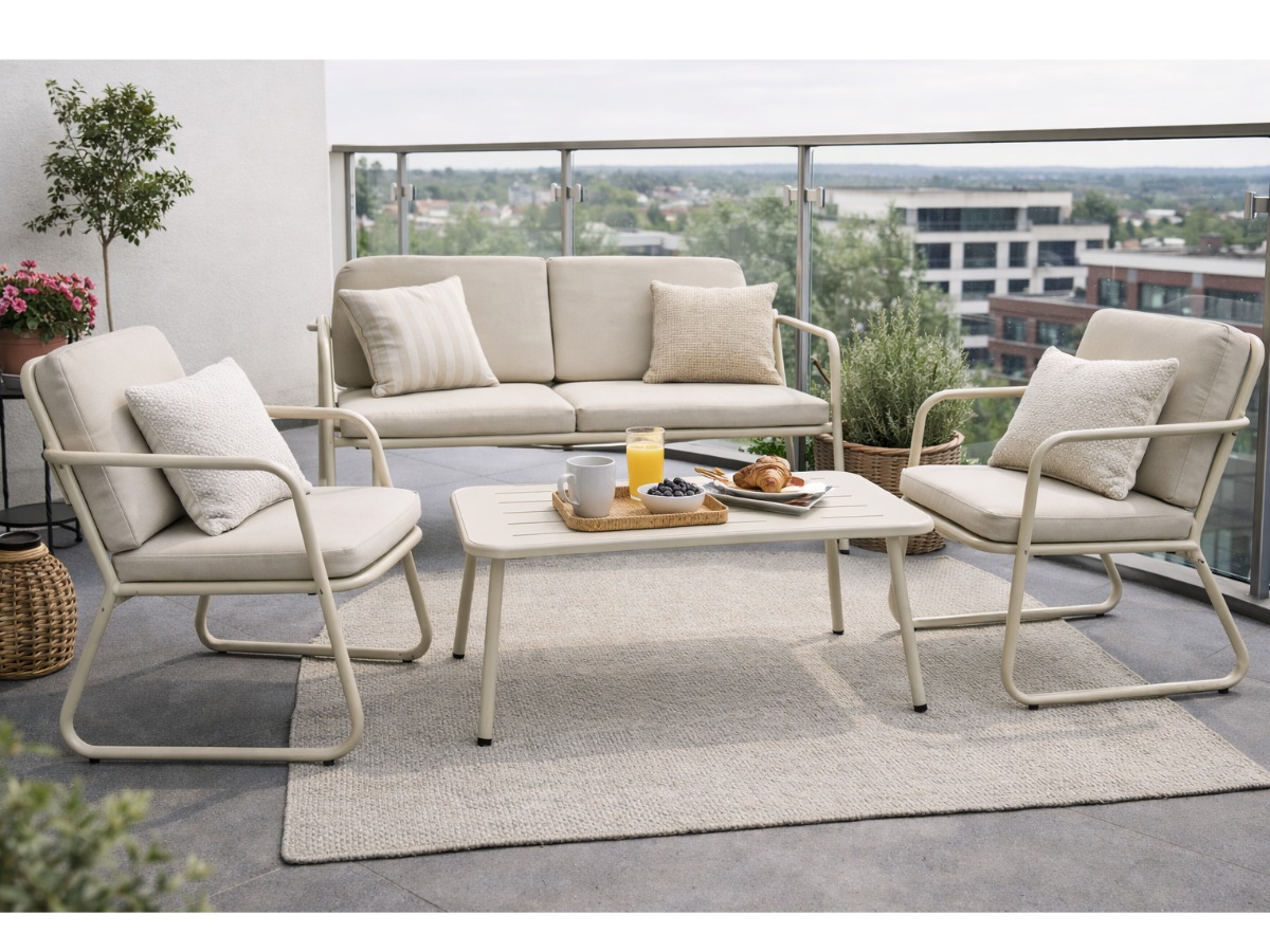 HEM 4-persoons stalen loungeset - Ecru