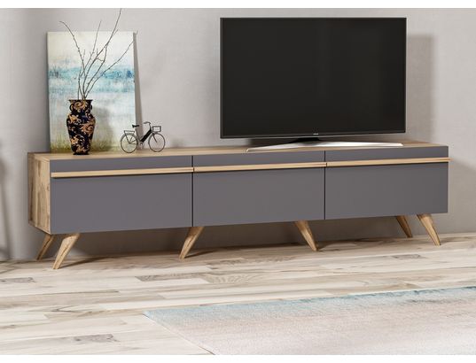CONCEPT1 - Meuble TV Amsterdam anthracite 180 x 35 x h42 cm