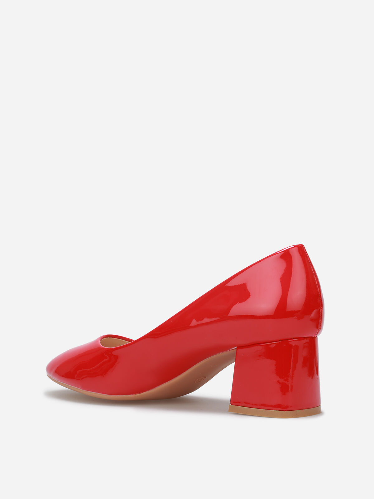Escarpins vernis à talon carré- Rouge