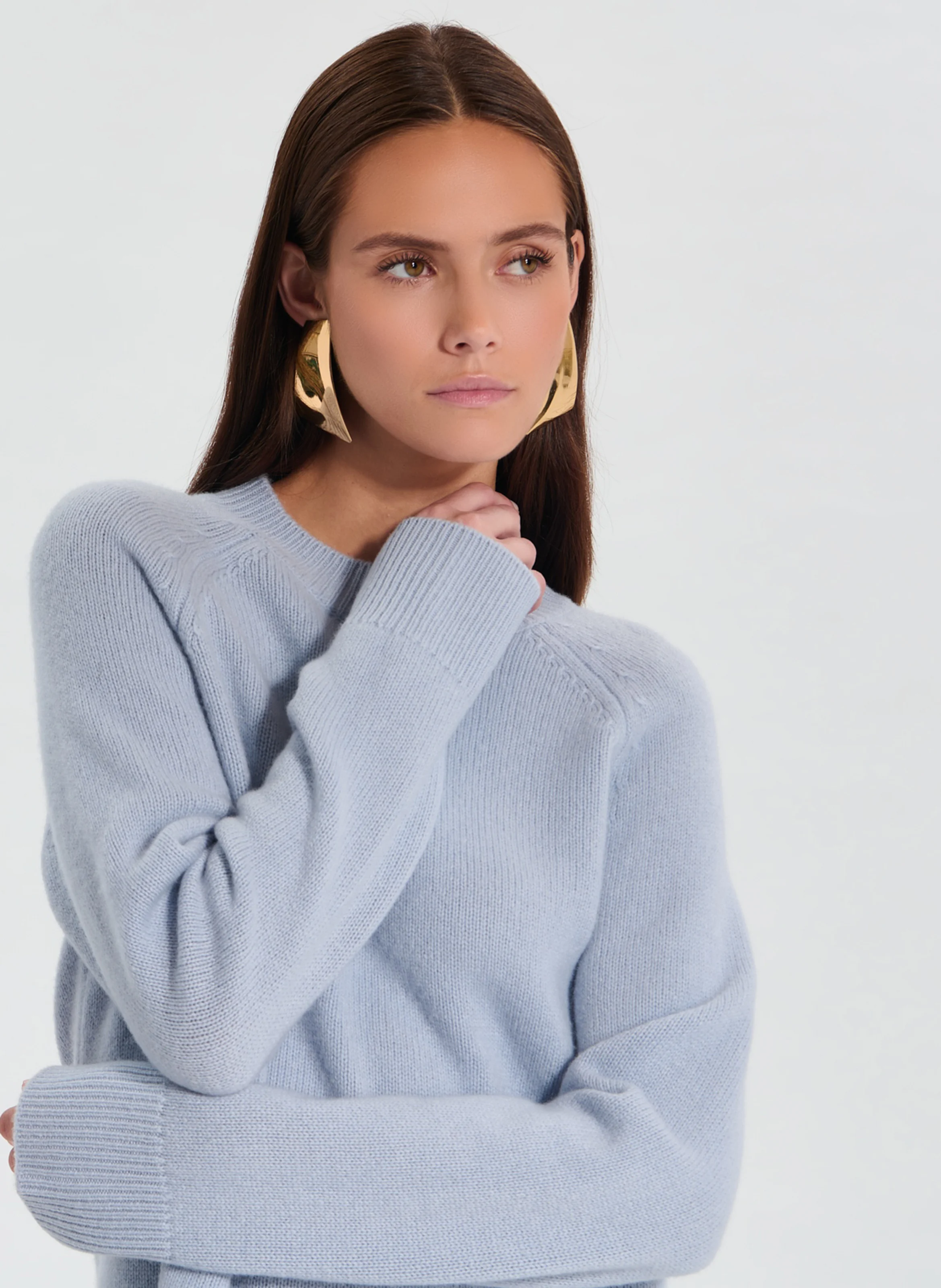 NEONA - Pull droit col rond en cachemire | Bleu