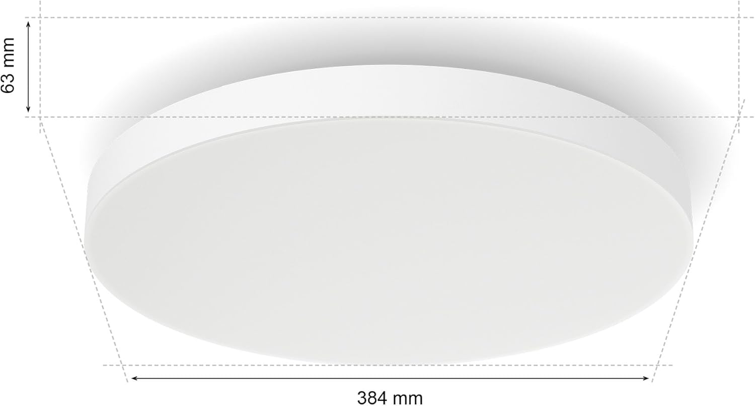 Philips Hue White and Color Ambiance Datura Deckenleuchte Klein, ⌀38,4 cm, warm- bis kühlweißes Licht, rund, Bluetooth kompatibel, Sprachsteuerung mit Alexa, Apple Home & Google Assistant, weiß