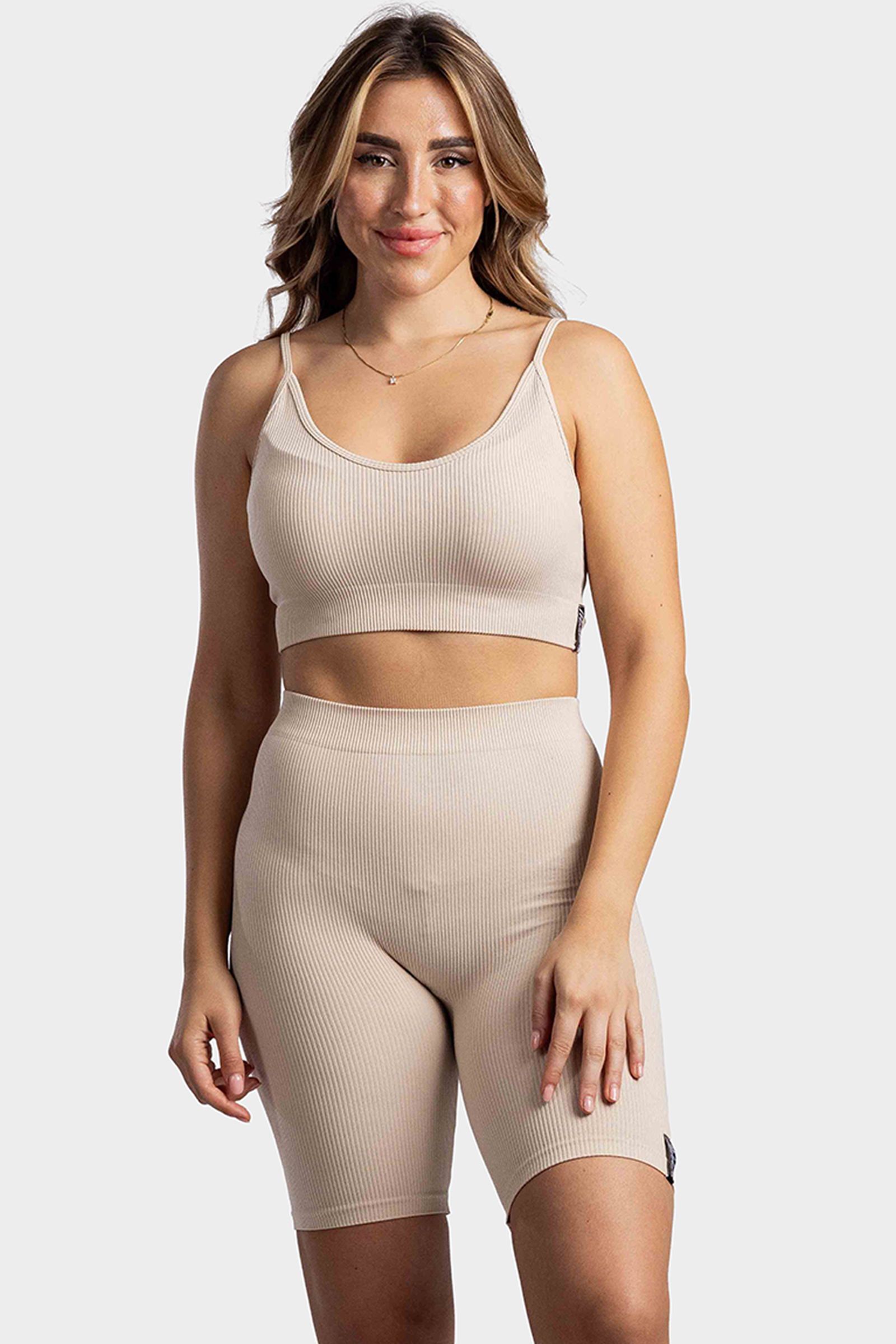 Malelions Ivy Rib Set Dames Beige