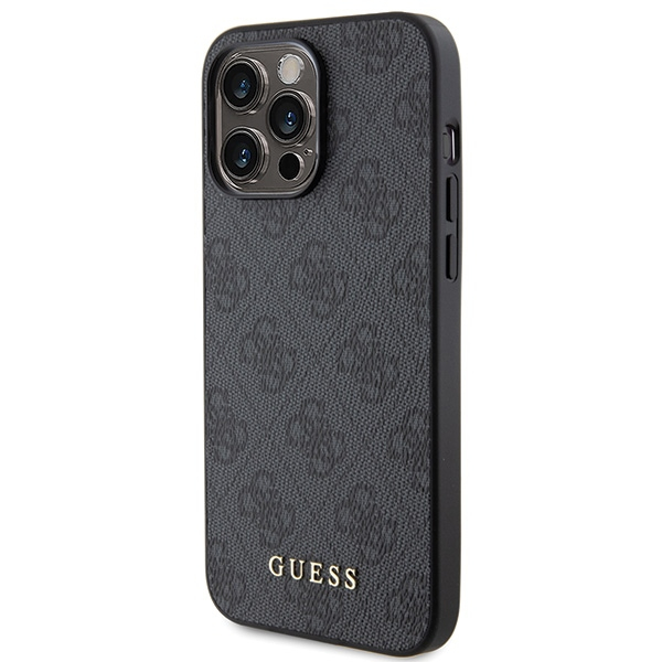 iPhone 15 Pro Max Hybrid Hardcase Hülle Metal Gold Logo (GUHCP15XG4GFGR) - Grau