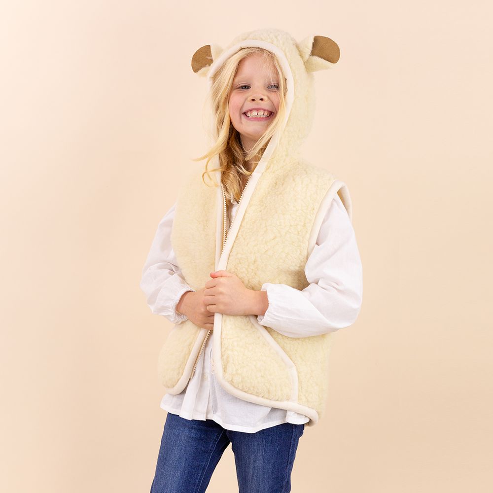 Moonrise kids wollen vestje beige met oortjes