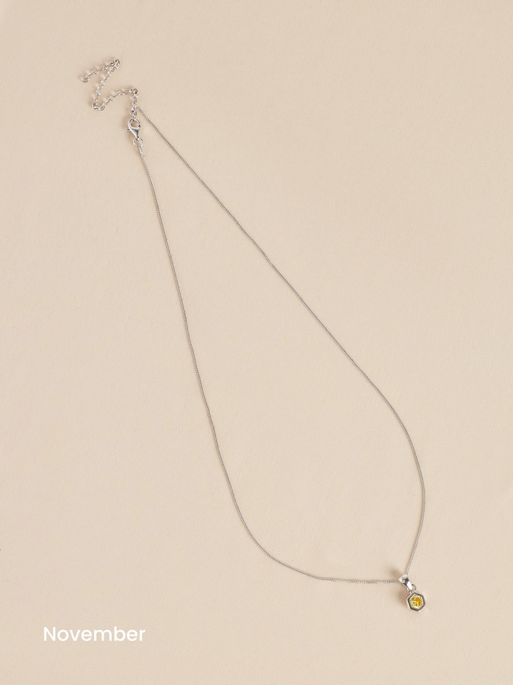 Echt zilver - Ketting met zeshoekige geboortesteen