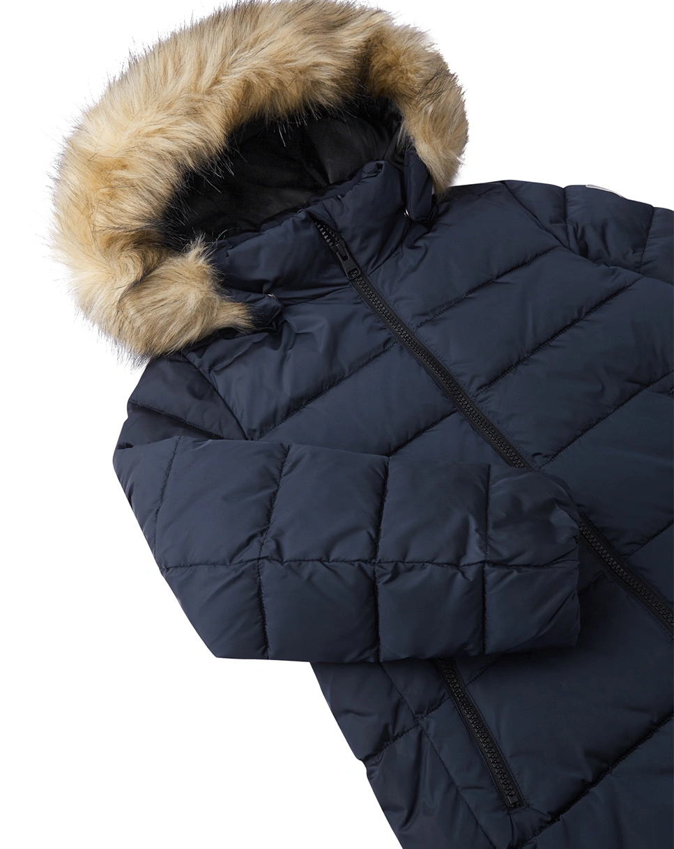 Wintermantel LUNTA mit Kunstfellbesatz in navy