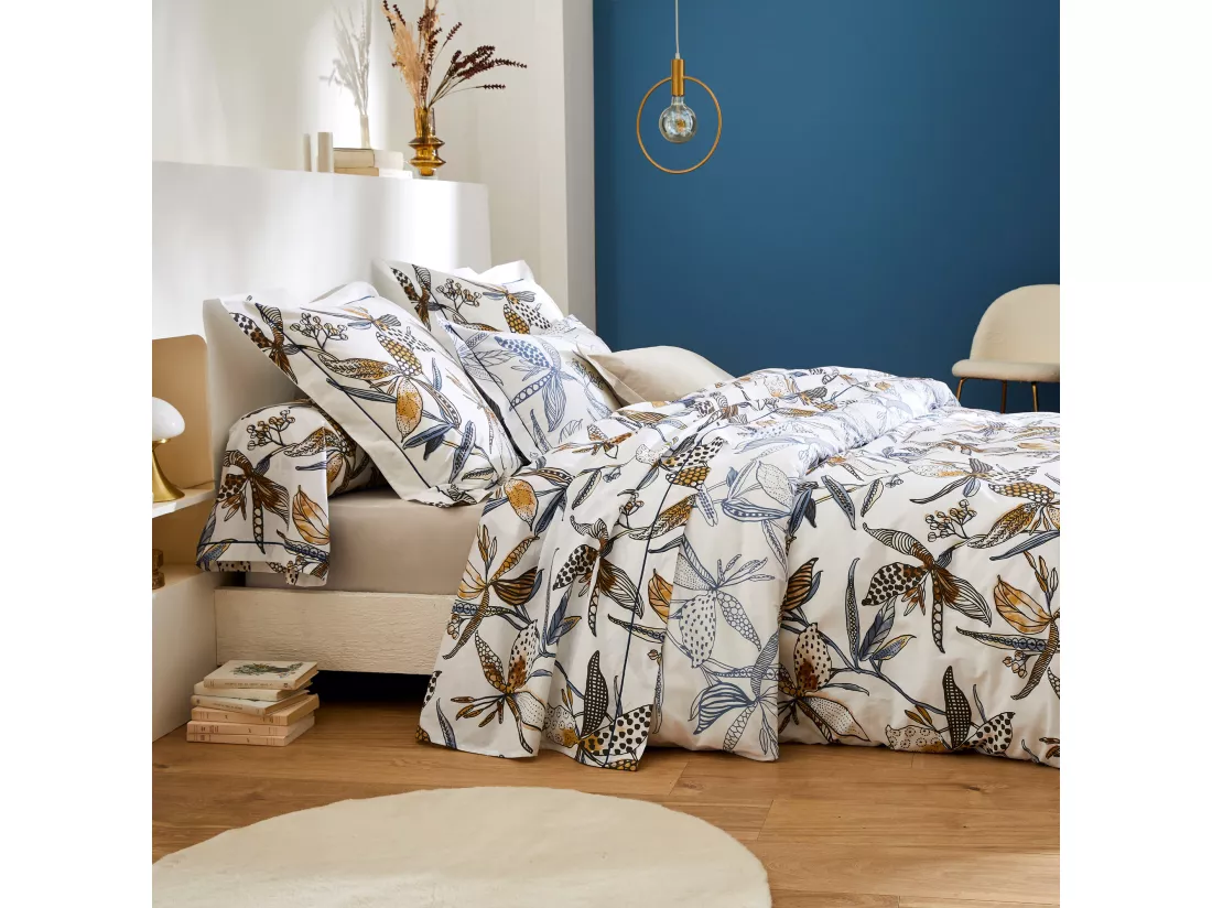 Taie de traversin 200x43 cm en coton PÉNÉLOPE beige Silice