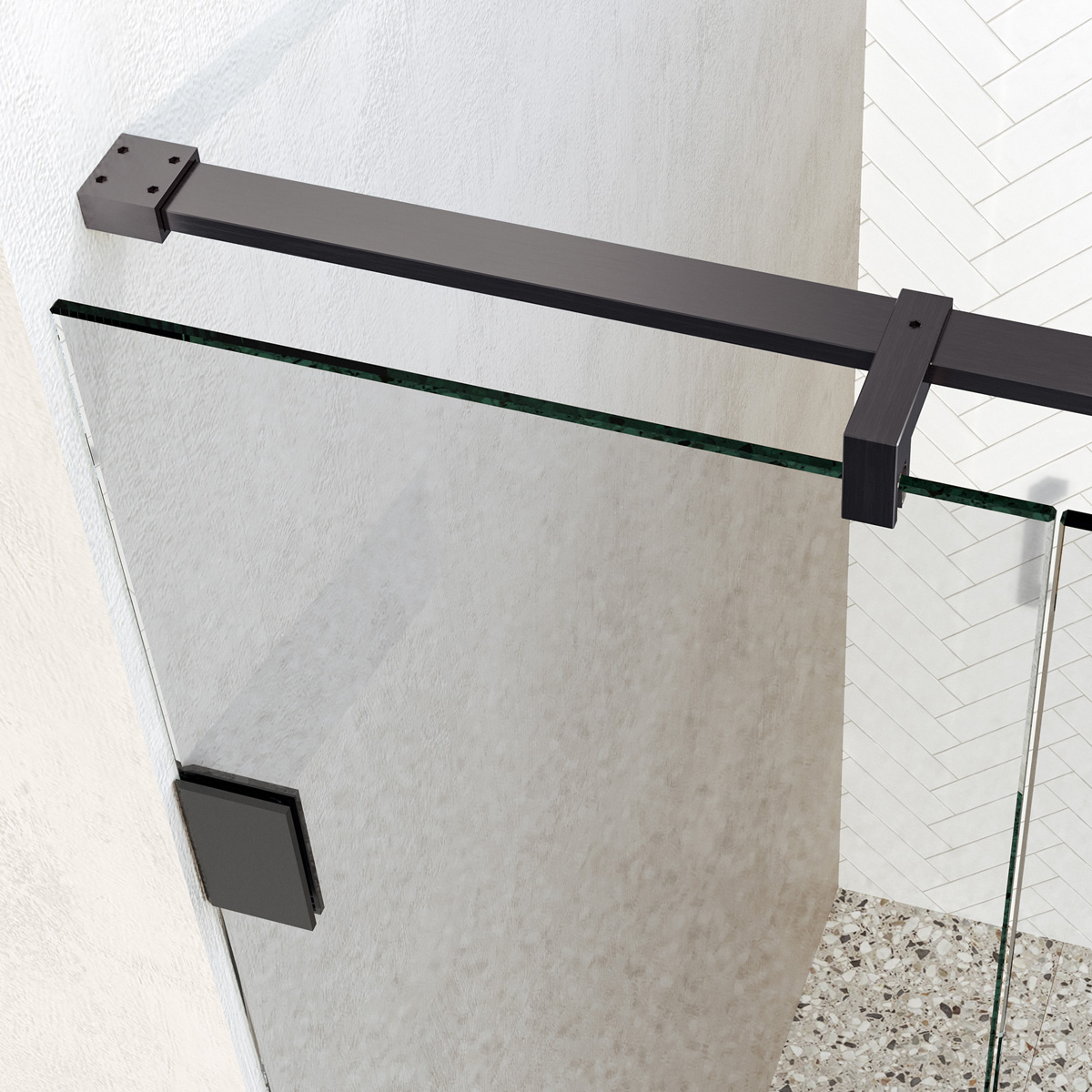 Brauer Void profielloze nisdeur 120cm met draaideur 60cm aan muur gunmetal geborsteld PVD