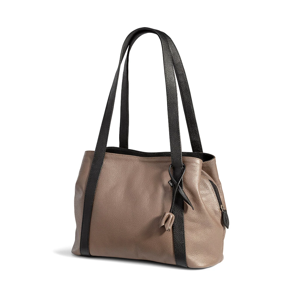 Dali Shopper Structure Taupe / Black with Blooming Tulip