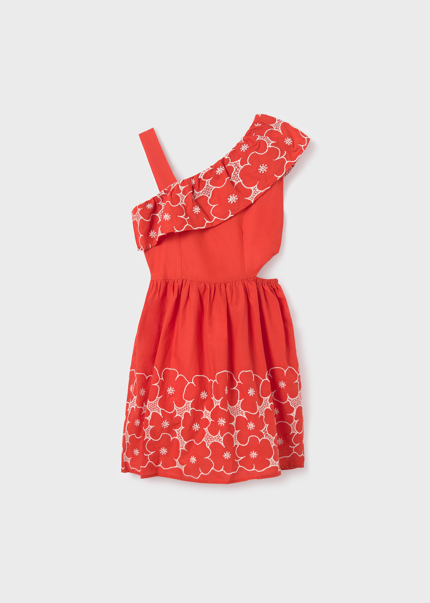 Vestido assimétrico bordado para meninas, Tile