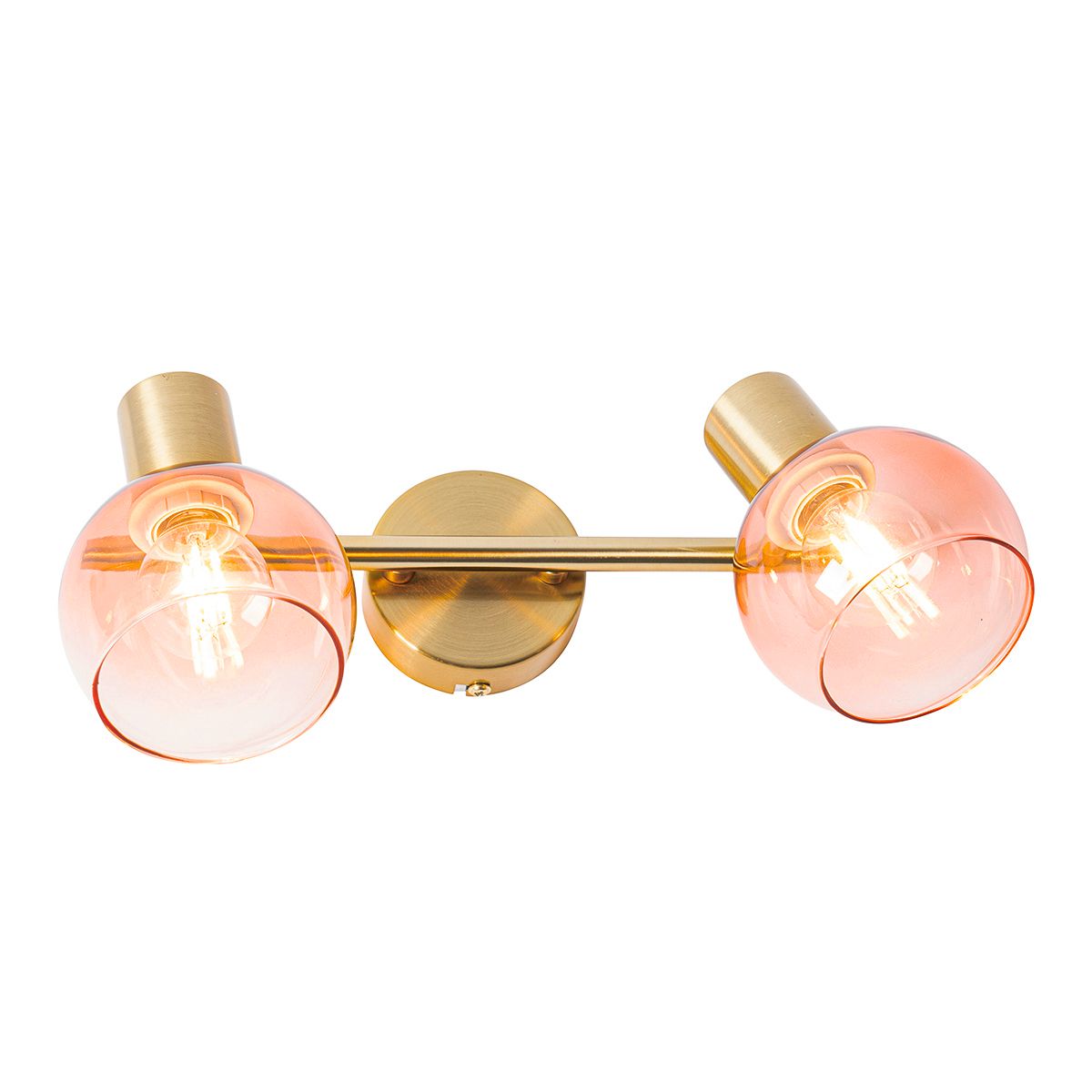 Art Deco spot goud met roze glas 2-lichts - Vidro