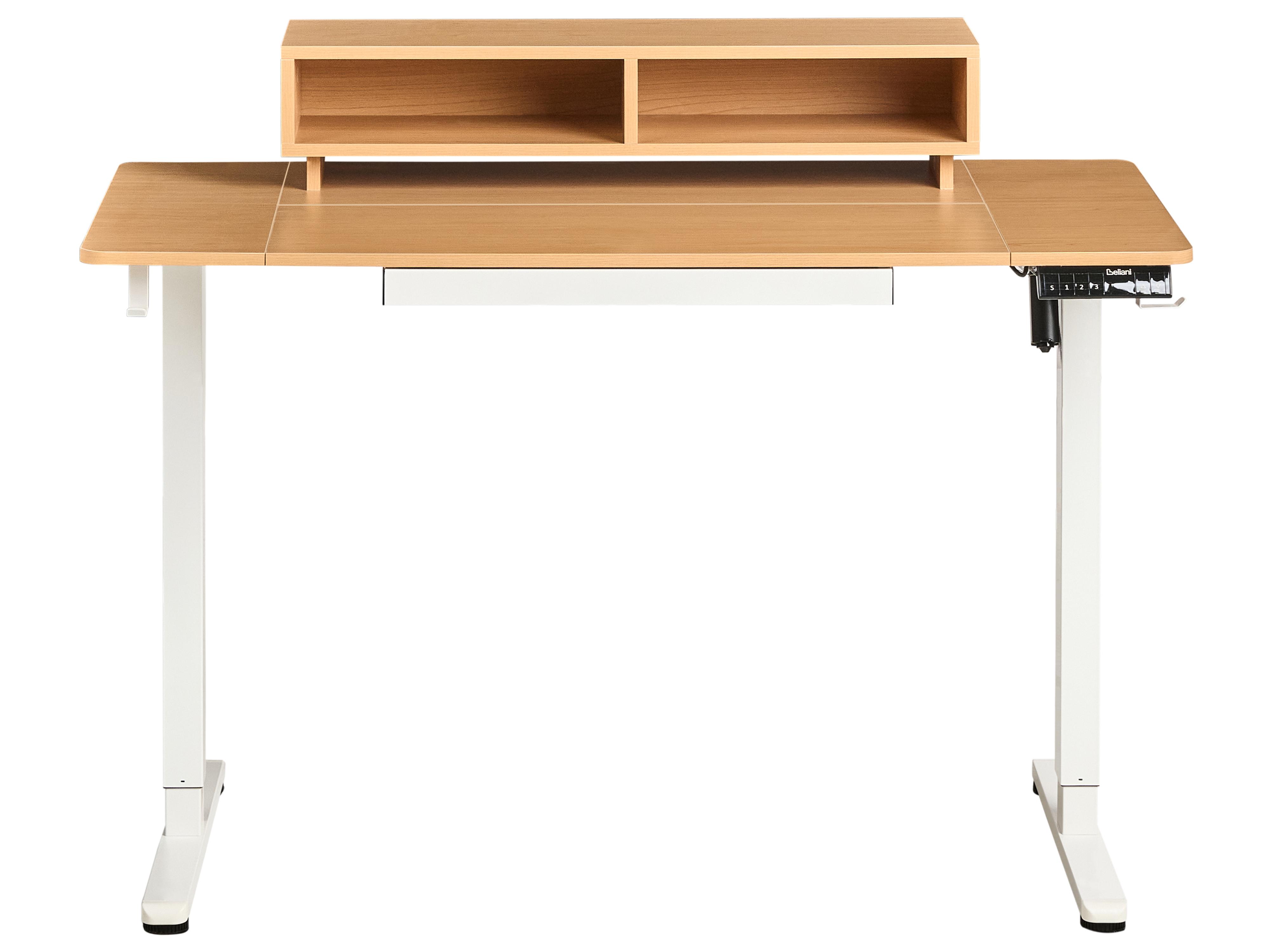 Elektrisch verstelbaar sta-bureau LUCAMA Lichtbruin/wit 120 cm 60 cm met USB-poort