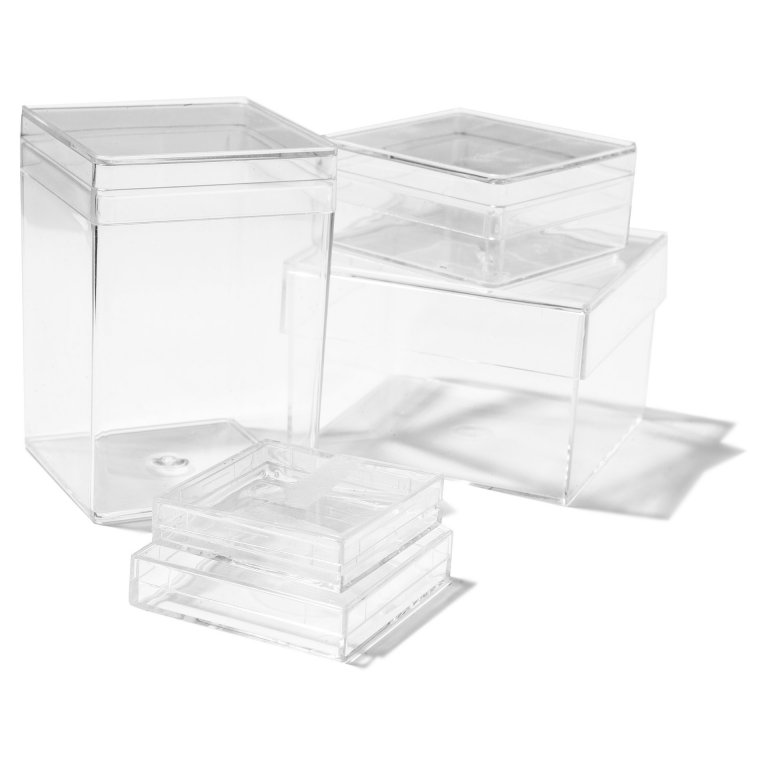 Kunststoffdosen transparent, quadratisch