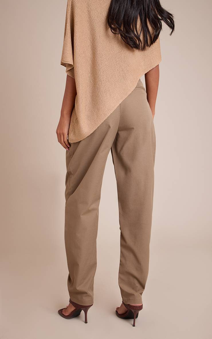 Kaki Pantalon Tissé À Boutons Pour Grandes Tailles