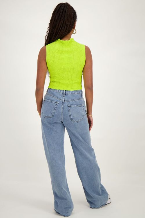 Limegroene mouwloze top bubble