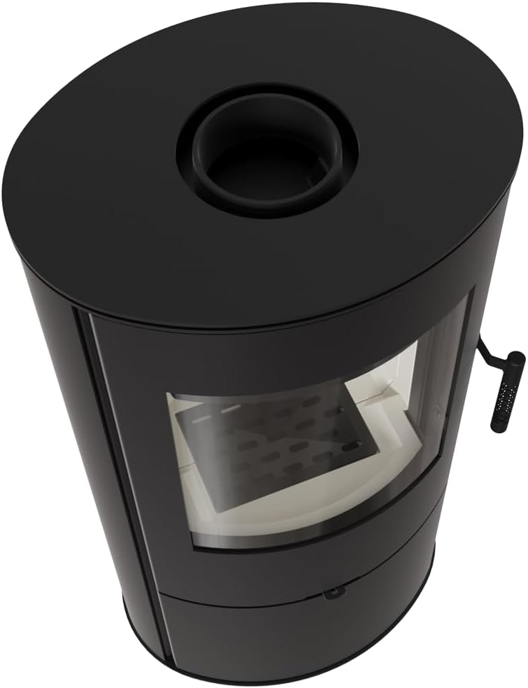 KRATKI Kaminofen aus stahl ROLLO bereit Satz Ø 150 7 kW mit Raumluftunabhängig, Bblass Verkleidung, freistehend, BImSchV 2, Staubauslass, 150 mm, EEK A Kaminofen HKI