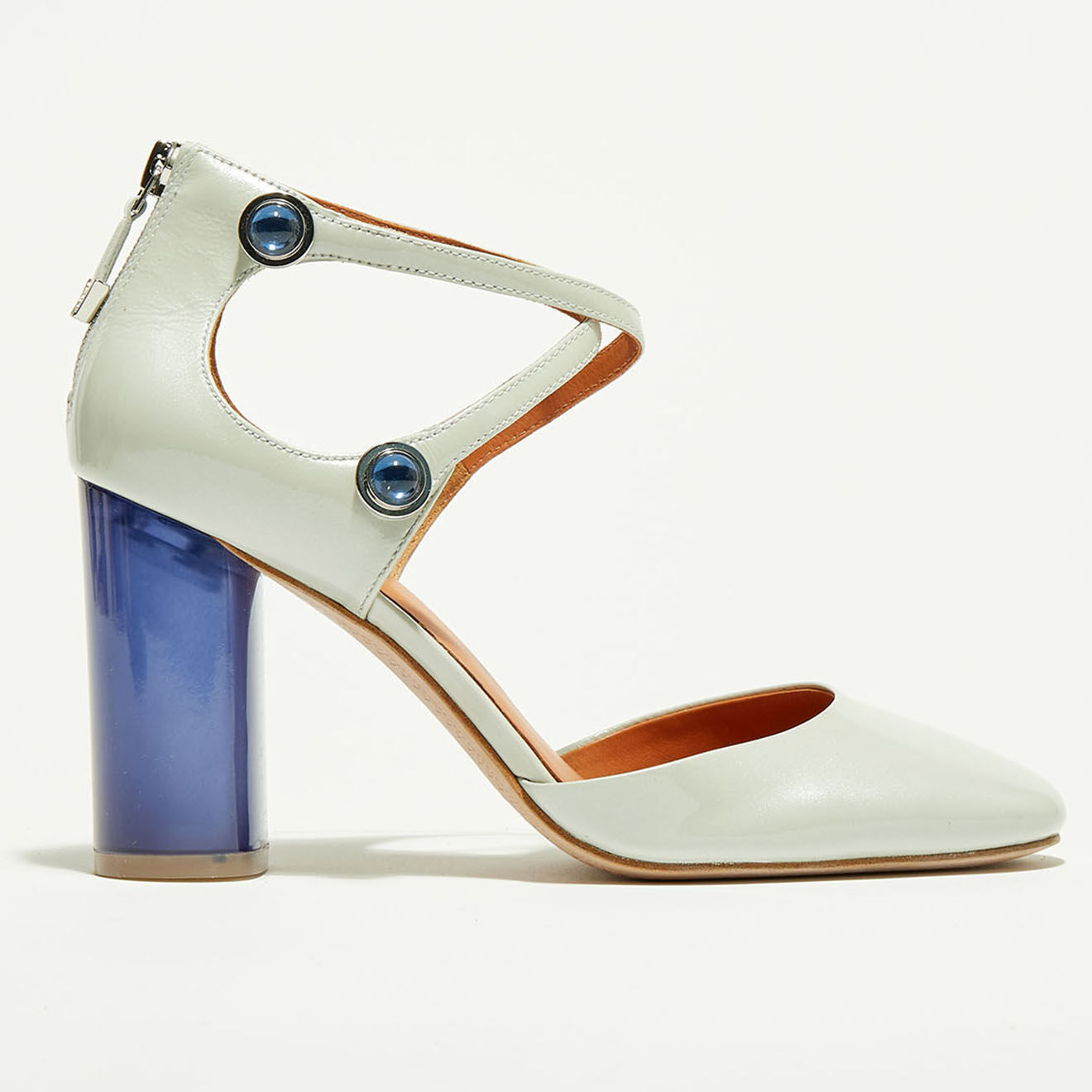What For Babies en Cuir Lil blanc/bleu ciel - Talon 9.5 cm