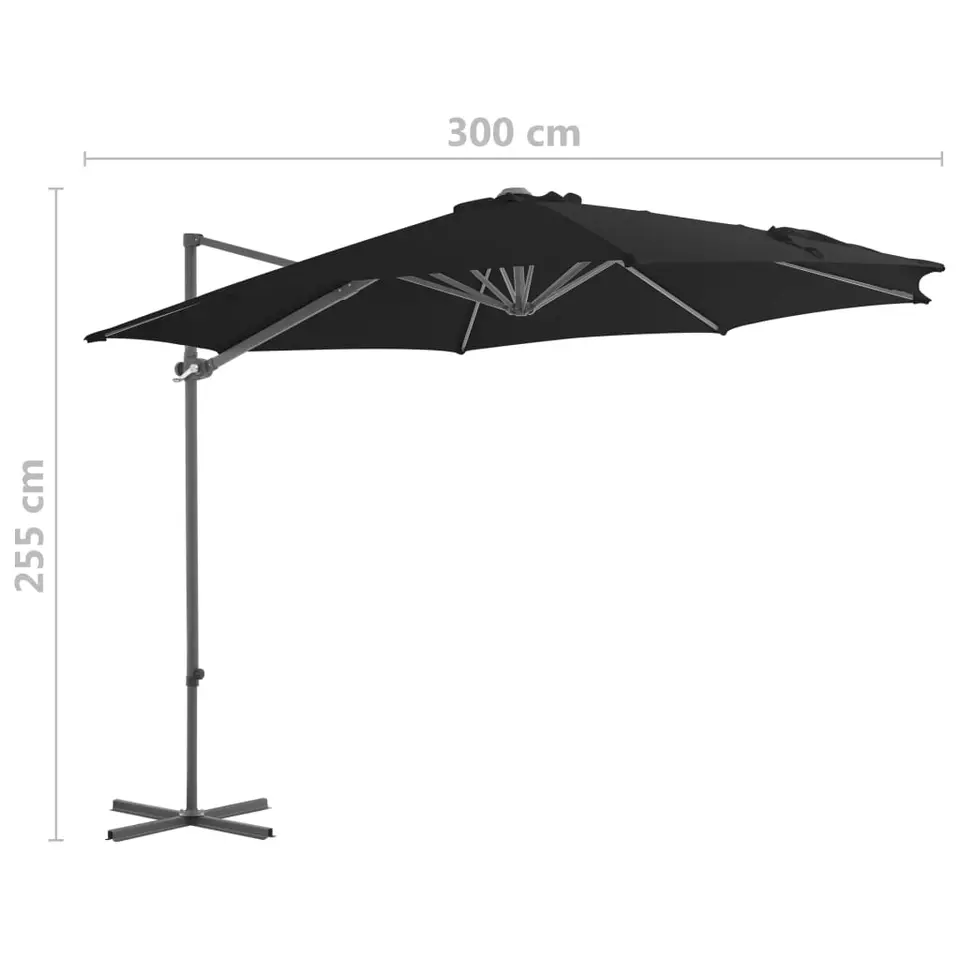 vidaXL - Zweefparasol - Zwart - 300 x 255 cm