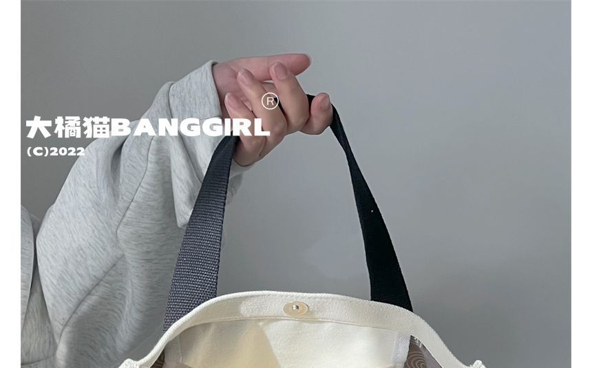 BANGGIRL - Set: Canvas schoudertas met belettering + tasbedel