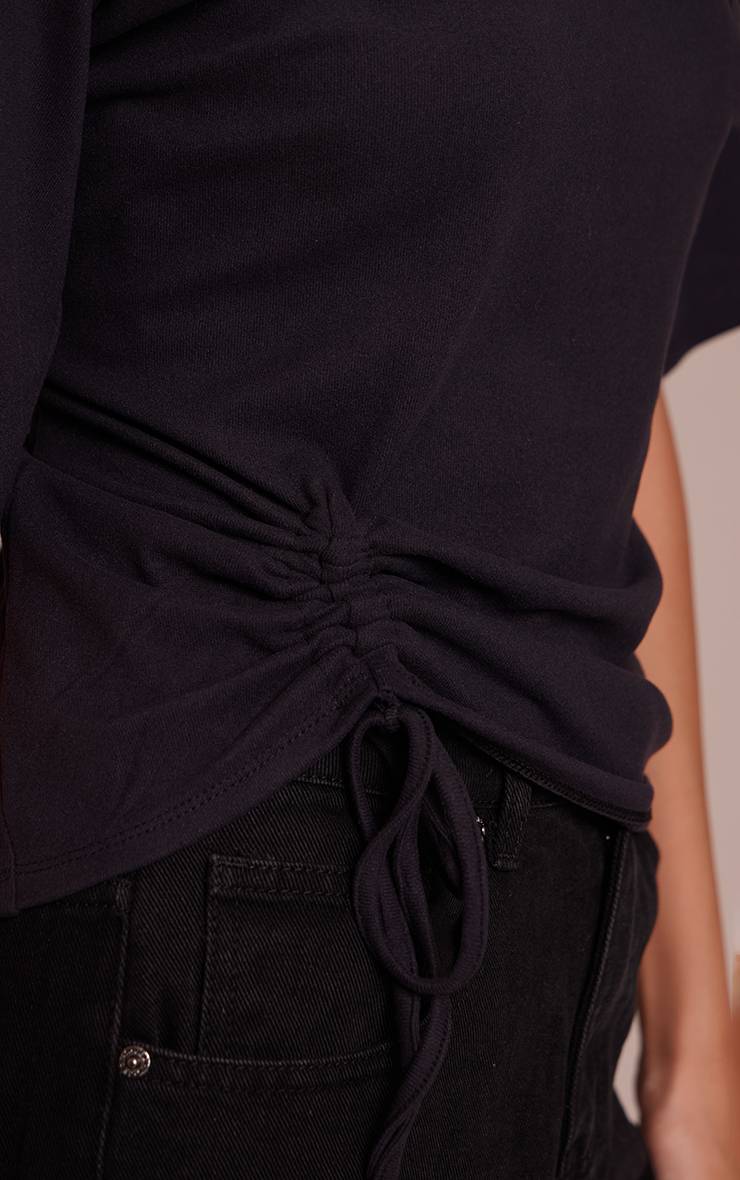 Noir T-shirt Oversize Ultra Doux Avec Détail Froncé