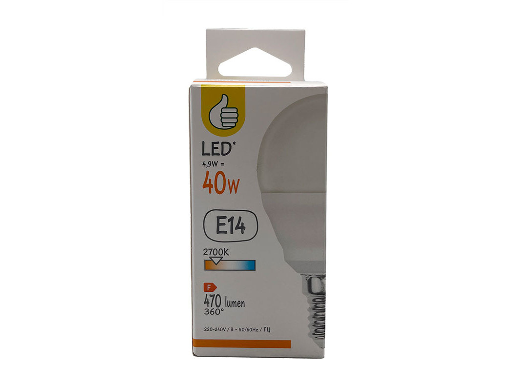 LÂMPADA LED POLEGAR E14 40W LUZ AMARELA SMD