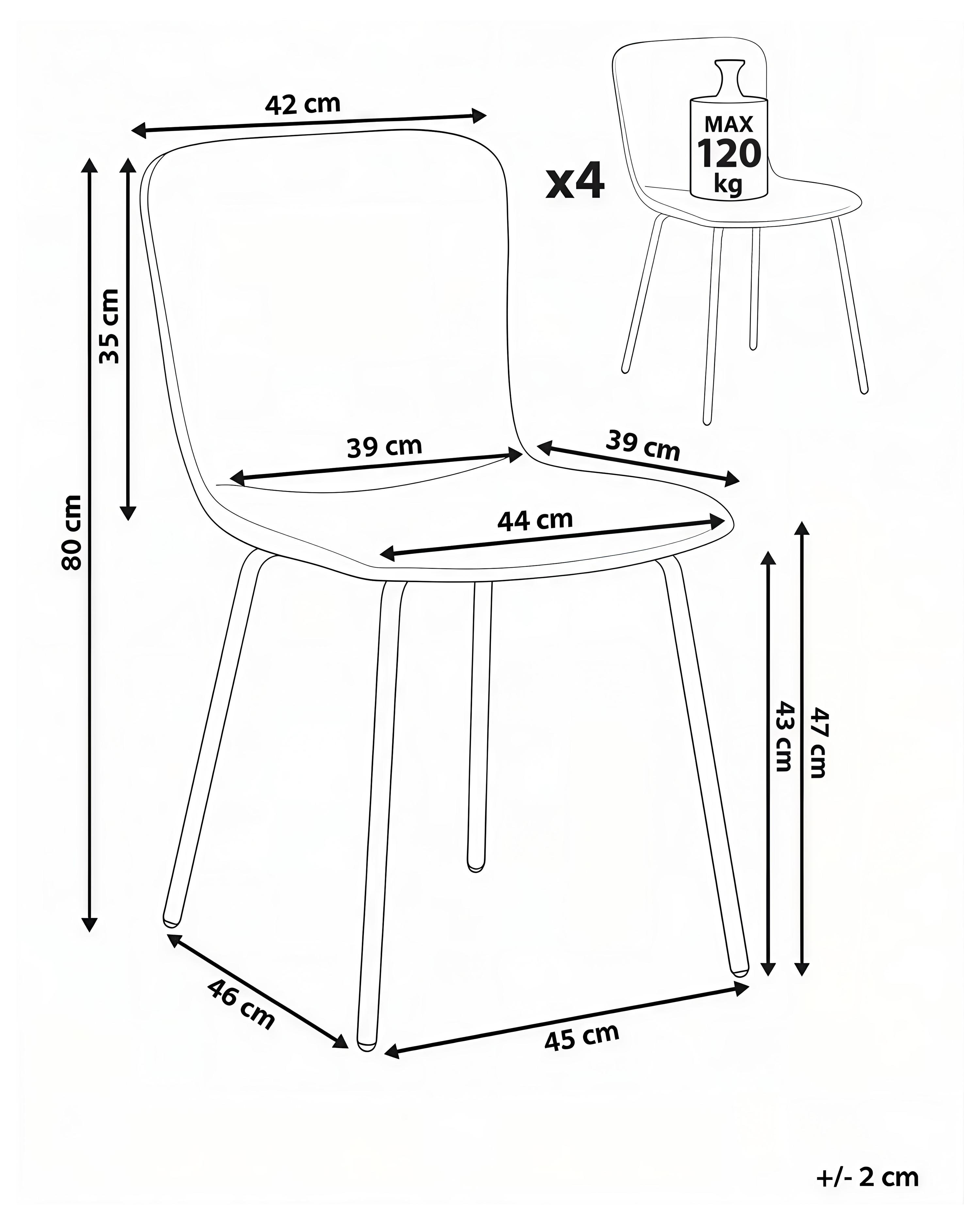 Set van 4 eetkamerstoelen CALDWELL Stof Beige