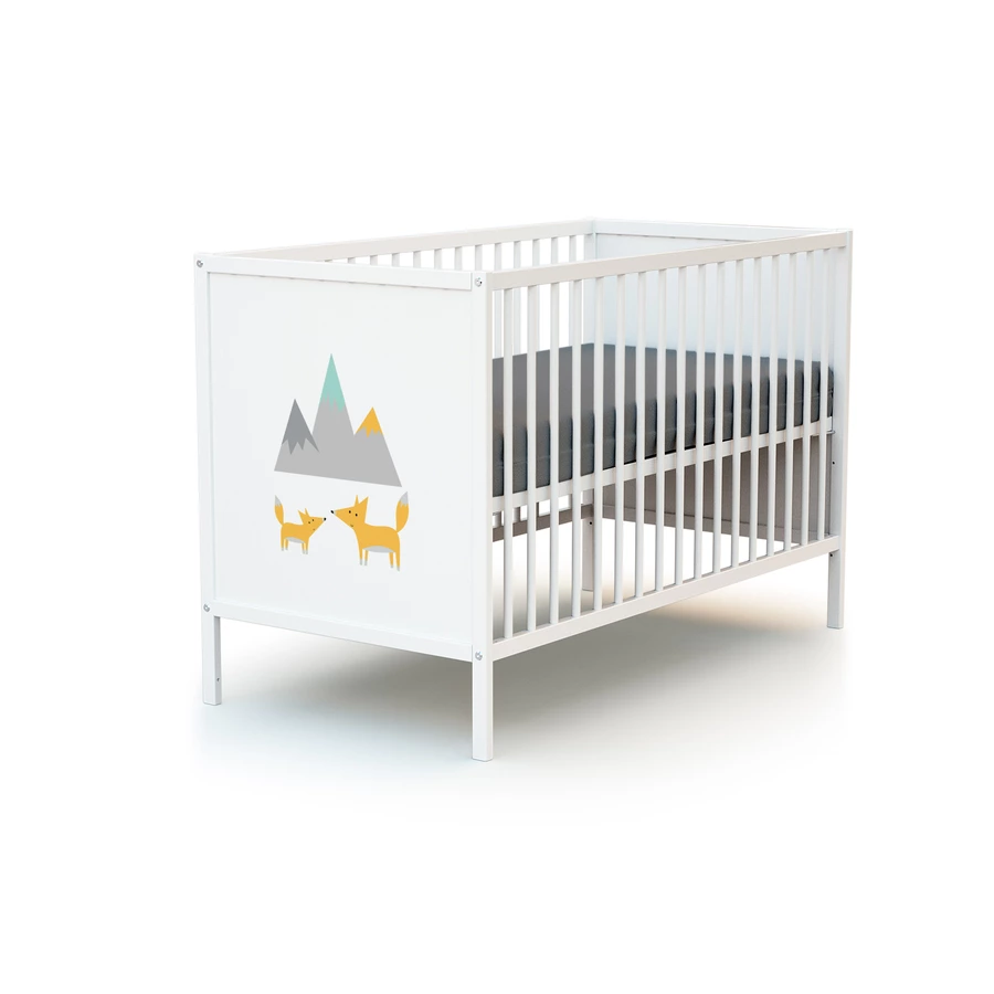 WEBABY Babybett Renard Fuchs mit Panelen weiß 60 x 120 cm