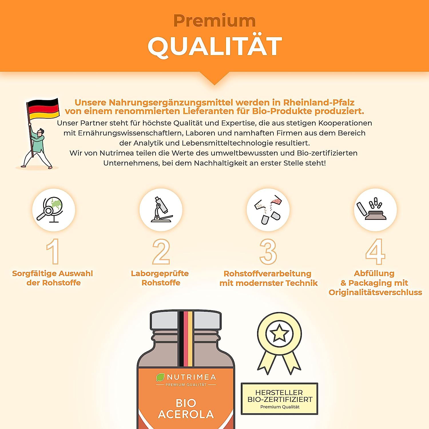 Nutrimea ACEROLA BIO Lutschtabletten | Natürliches Vitamin C Hochdosiert 1000mg