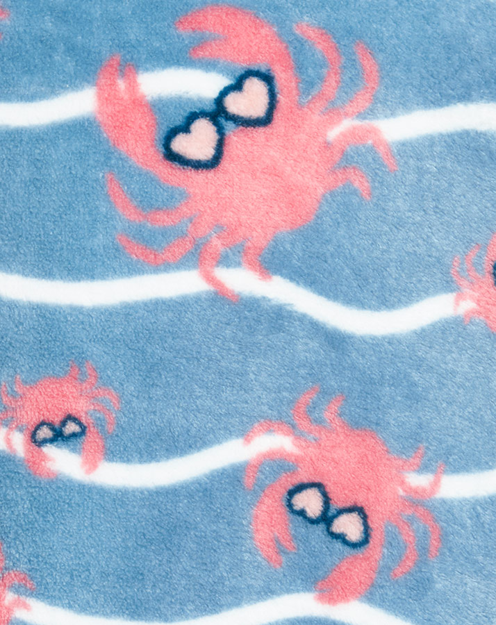 Fleece-Bademantel KREBS in blau/pink