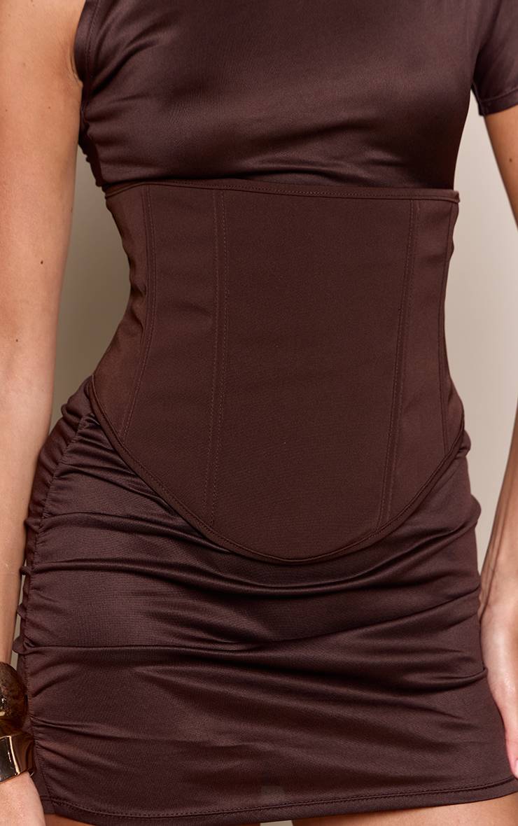 Chocolat Robe Mini En Jersey Avec Superposition De Corset À Baleines