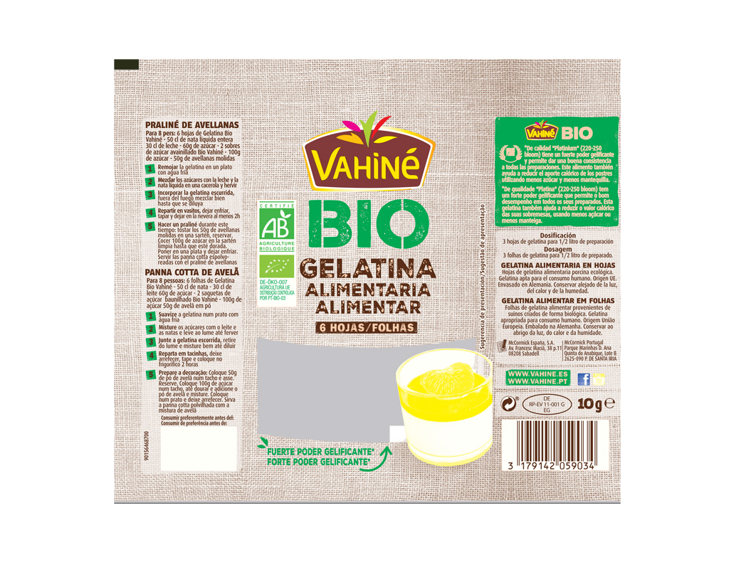 GELATINA VAHINÉ BIO 10G
