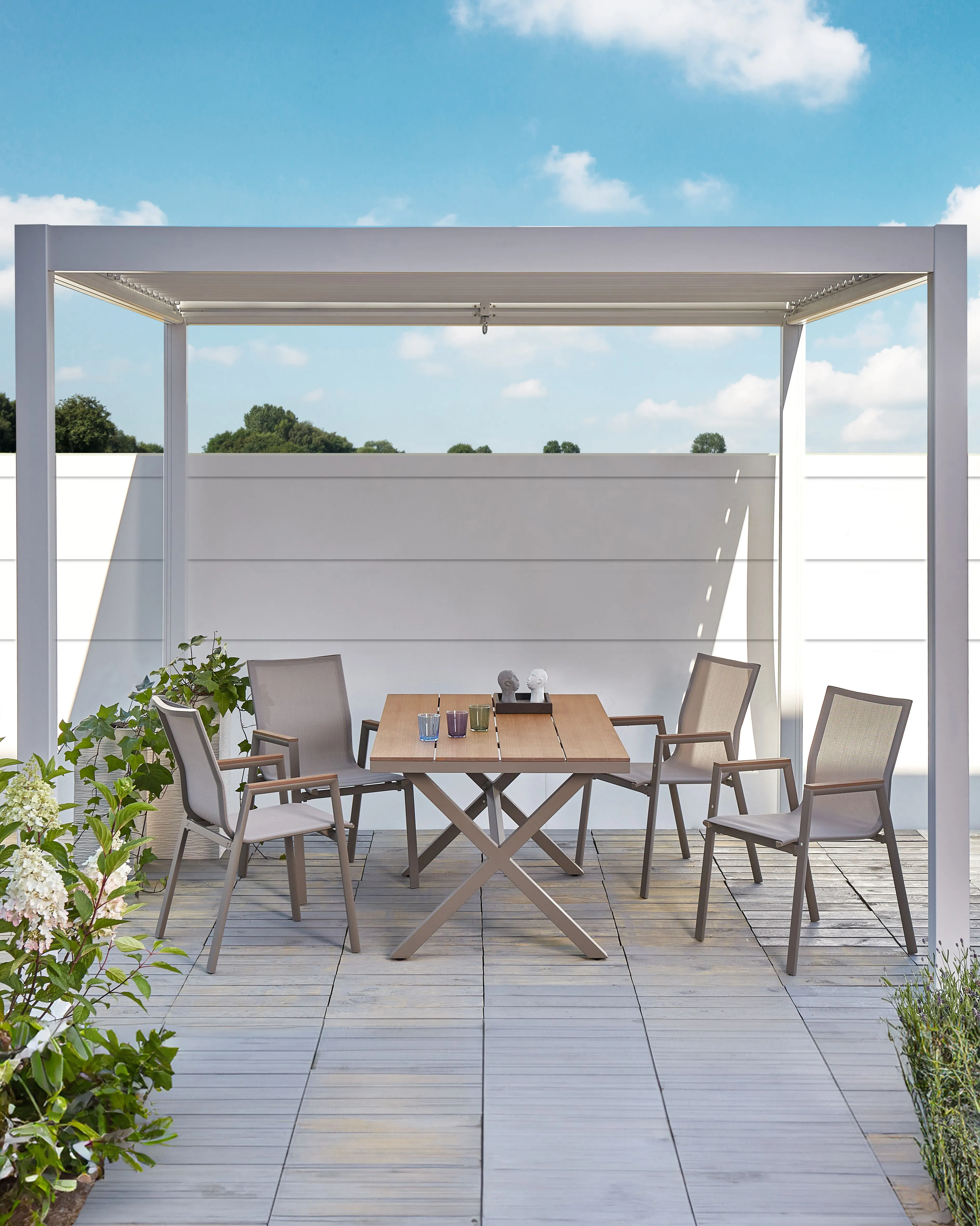 Set van 4 tuinstoelen TIANO Metaal Taupe