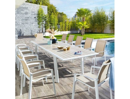 HESPERIDE - Table de jardin extensible pavane en aluminium - 12 places