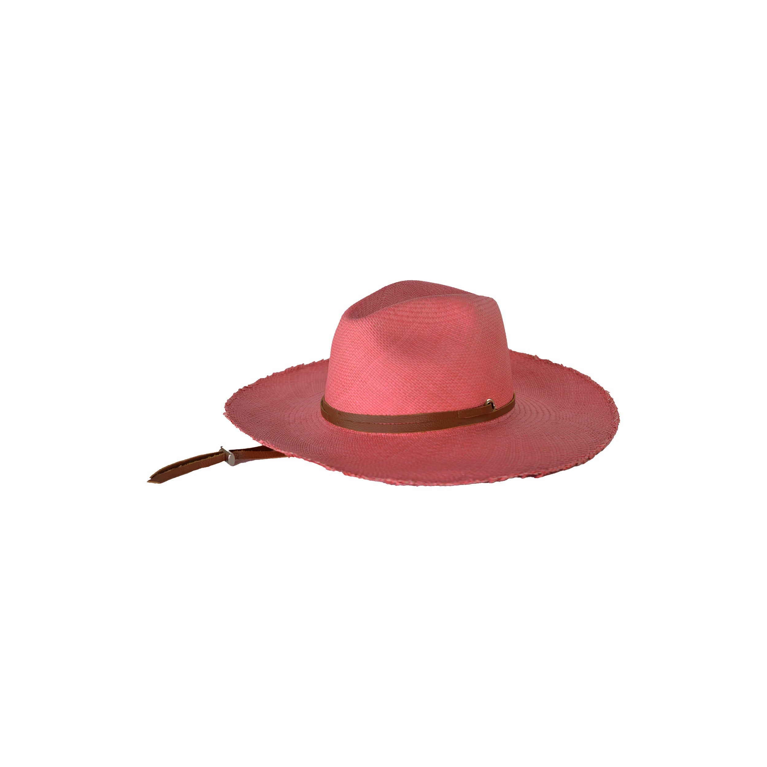 Fedora à bords longs effilochés avec bandeau en cuir ajustable