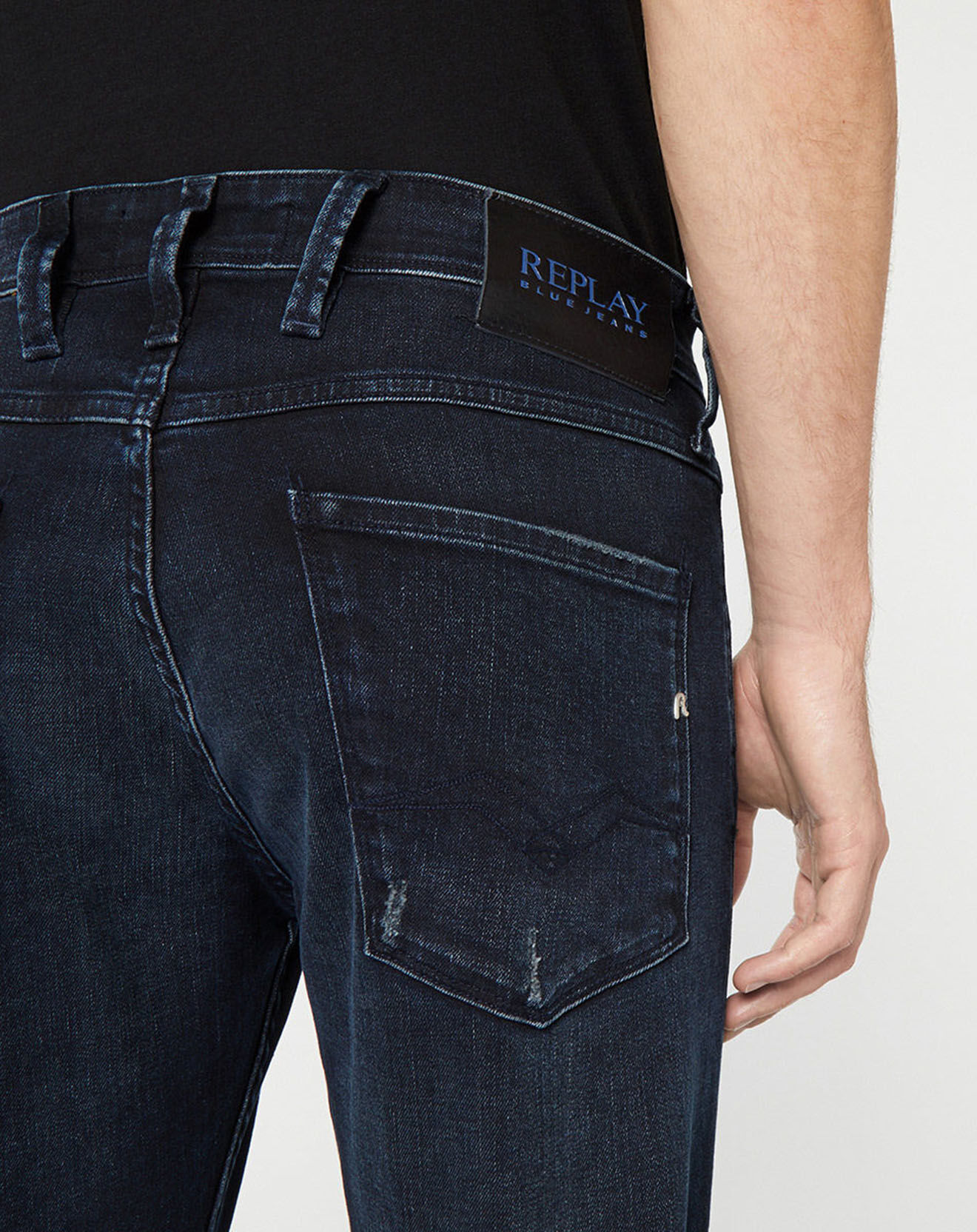 Replay Jean Slim en Coton Bio 573 Anbass bleu foncé