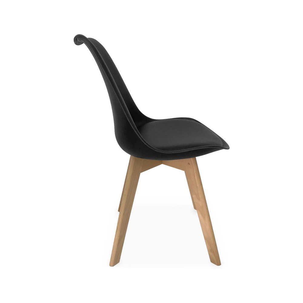 Lot de 4 chaises scandinaves. Pieds bois de hêtre. Chaise 1 place. Noirs