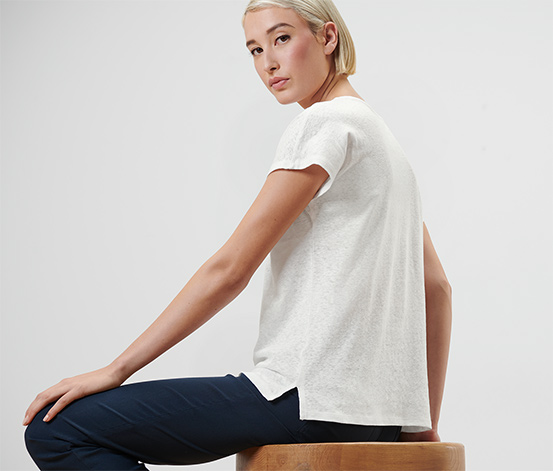 Shirt mit Leinen, cremeweiß