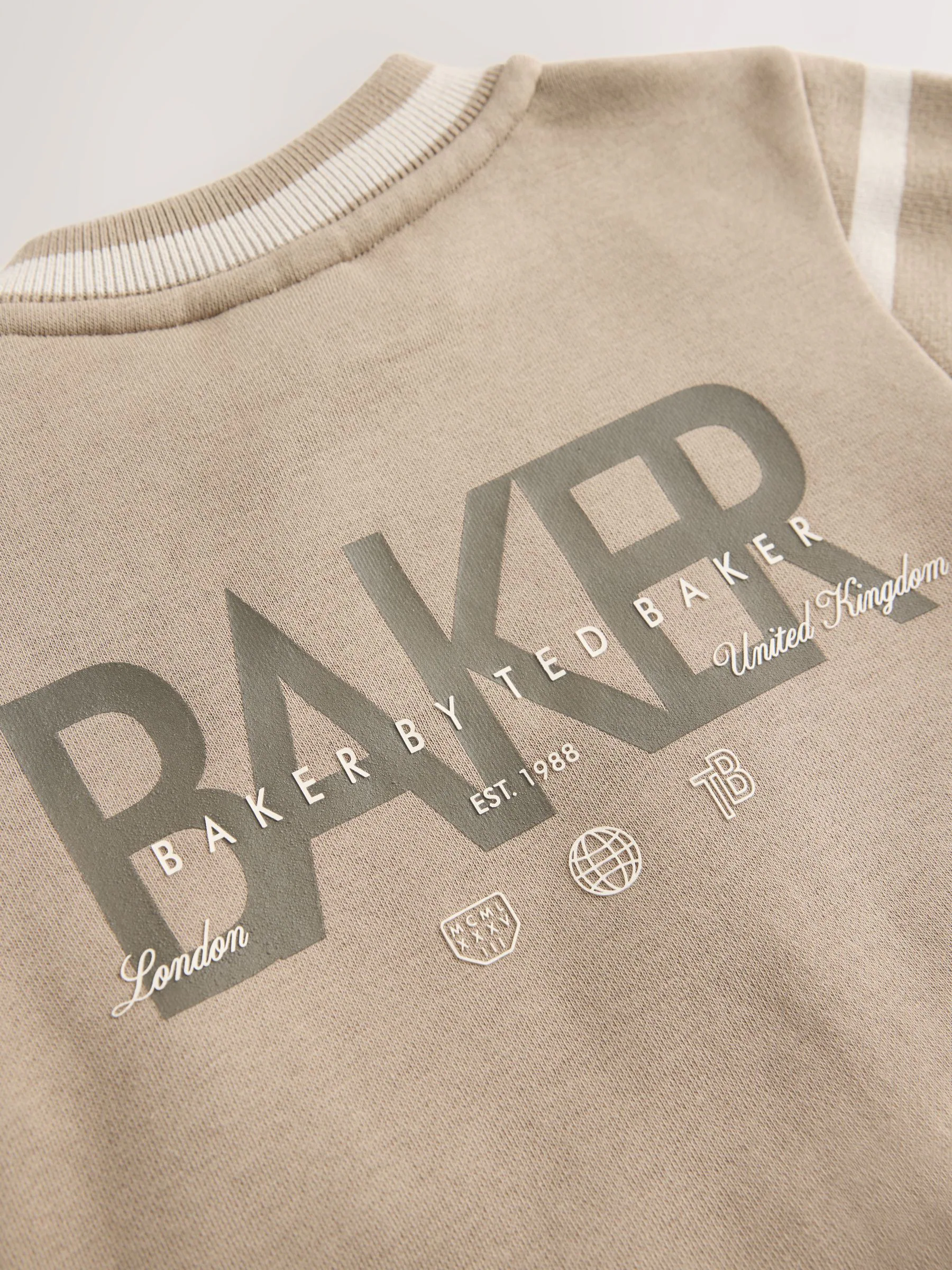 Baker by Ted Baker Stone Varsity Jacket T-Shirt and Joggers 3 Piece Set