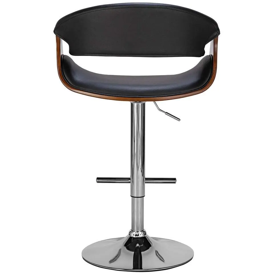 CLP Barkruk Foley chroom Frame - Kunstleer - walnoot/zwart