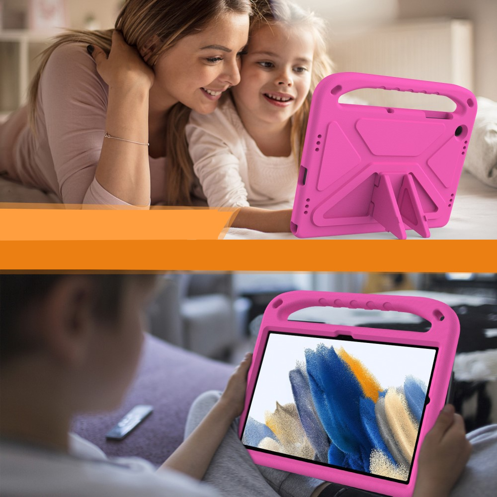 Samsung Galaxy Tab A11  Plus / A9  Plus Stossfeste Kinder Schaumstoff Hülle mit Griff   Kickstand - Pink