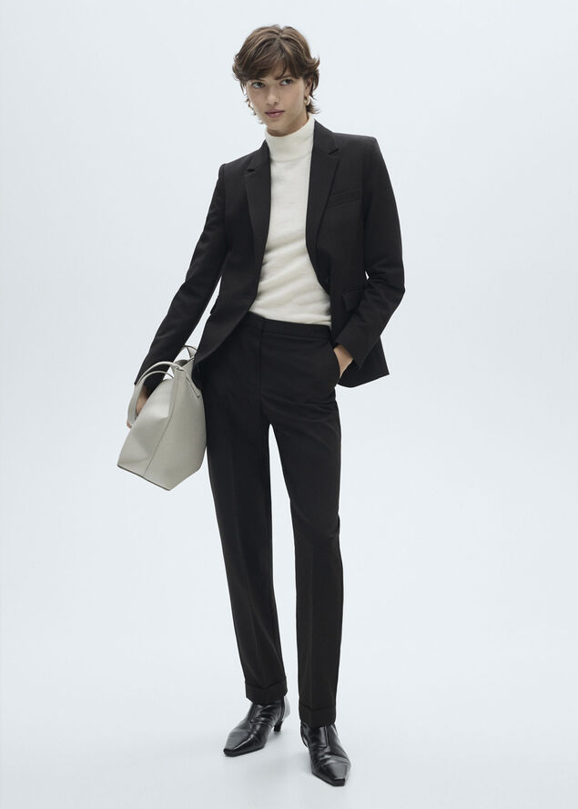 MANGO Straight suit trousers Black