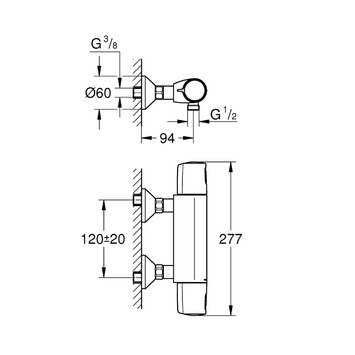Grohe thermostatische douchekraan Precision Trend New - chroom 12 cm