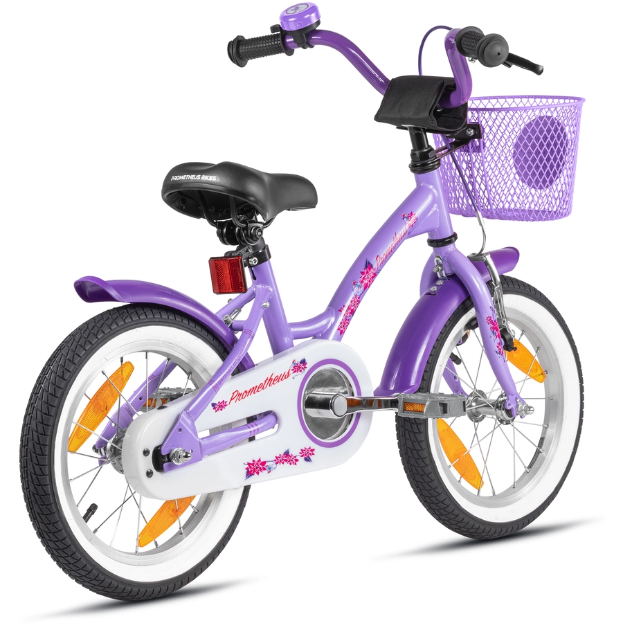 PROMETHEUS BICYCLES® Kinderfahrrad 14 , Violett-Weiß mit Stützrädern