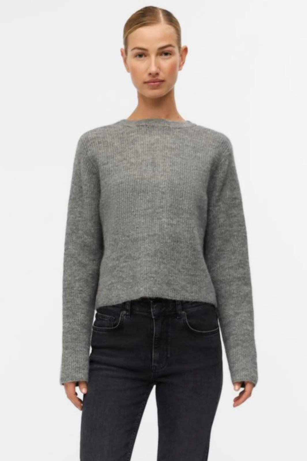Object Objparvi Knit Cardigan 130 4434593 medium grey melange