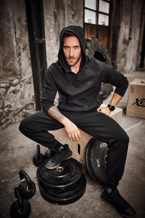 JAY-PI Sweat-Troyer, Fitness, Kapuze, Zippkragen, bis 7 XL