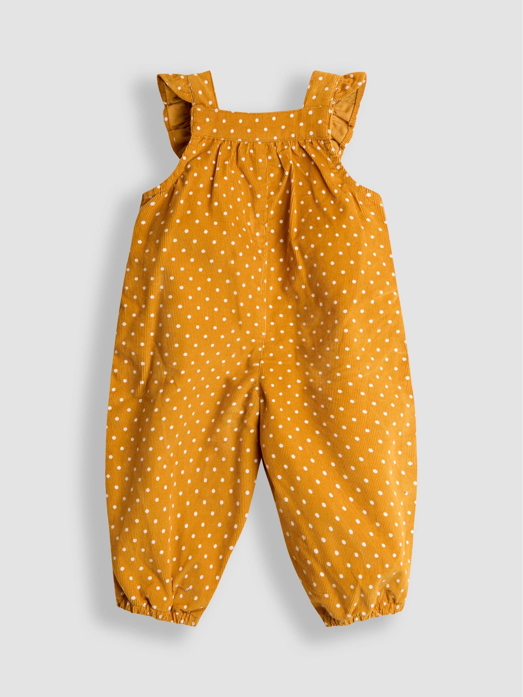 Mosterdgeel eend - JoJo Maman Bébé - Set van corduroy tuinbroek met applicatie en top