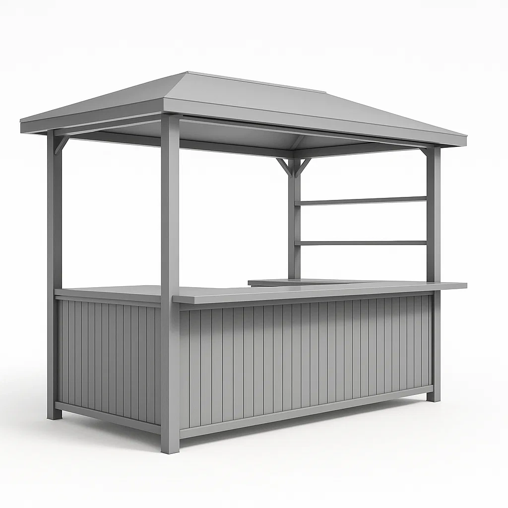 Pavillon de jardin avec bar en acier gris 200x100x250 cm